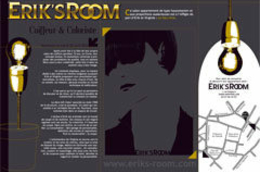 Vue du dossier de presse du salon de coiffure Erik's Room au centre-ville de Montpellier