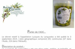 Olidoc Clermont l'Hérault annonce l'obtention de l'AOC pour l'olive verte Lucques du Languedoc
